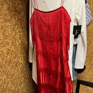 Red Fringe Slip Dress